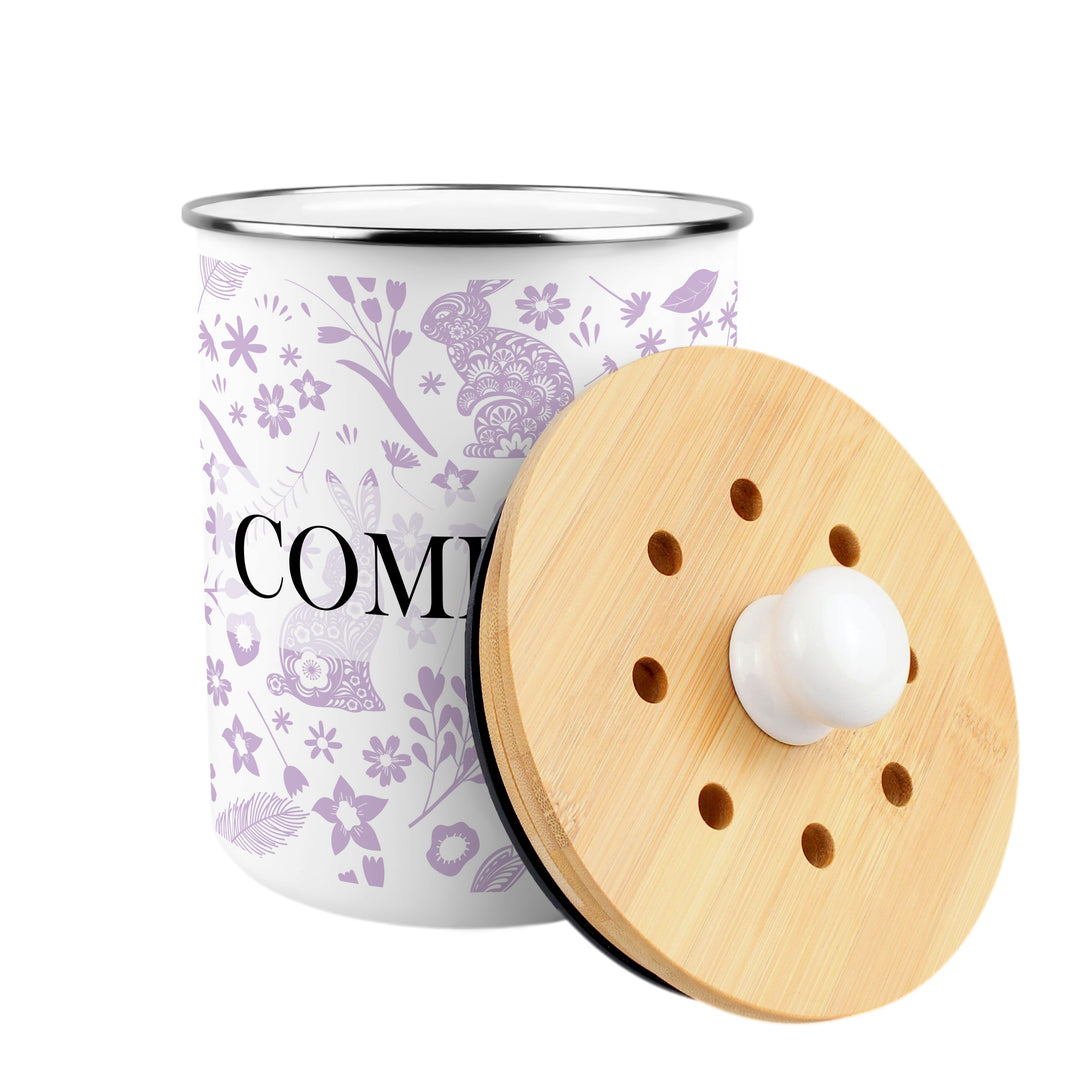 Purely Home Wild Rabbits Toller Compost Caddy - Lilac
