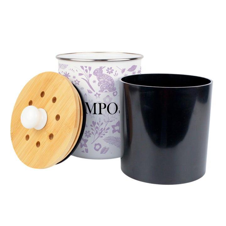 Purely Home Wild Rabbits Toller Compost Caddy - Lilac