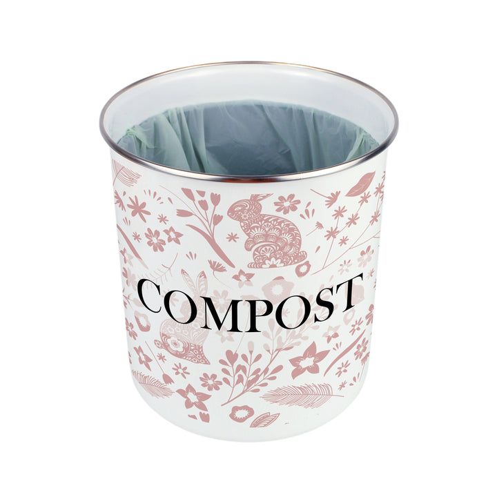Purely Home Wild Rabbits Toller Compost Caddy - Pink