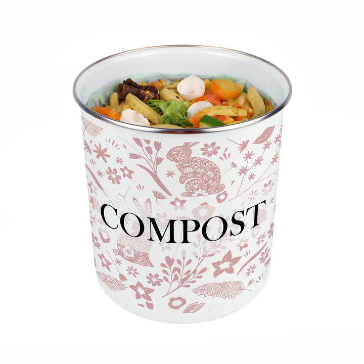 Purely Home Wild Rabbits Toller Compost Caddy - Pink