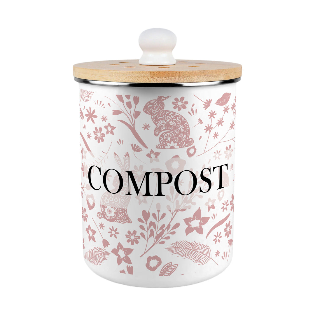 Purely Home Wild Rabbits Toller Compost Caddy - Pink