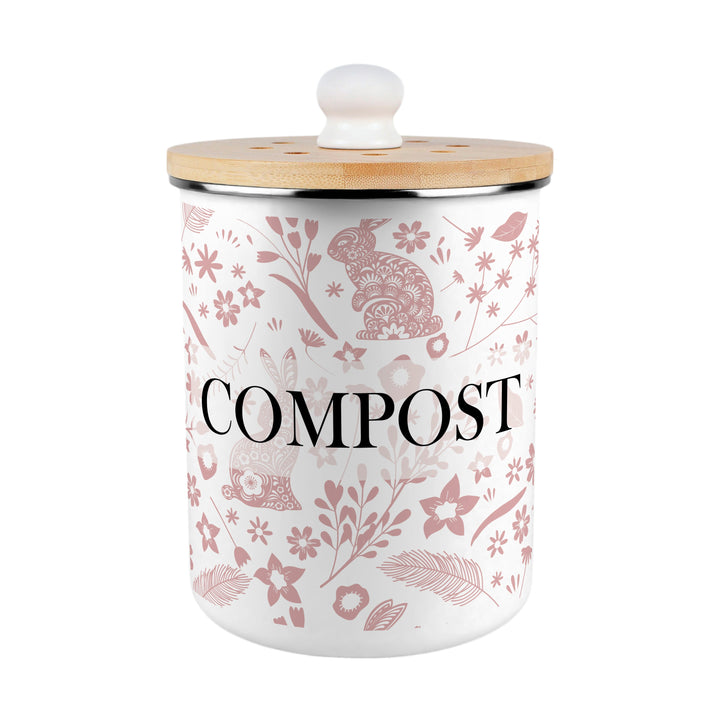 Purely Home Wild Rabbits Toller Compost Caddy - Pink