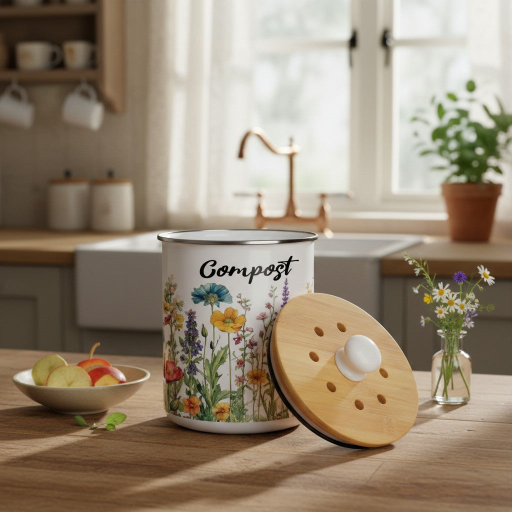 Purely Home Wildflowers Toller Compost Caddy
