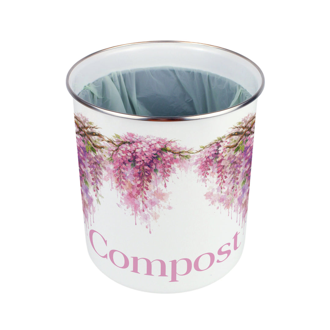 Purely Home Toller Compost Caddy - Pink Wisteria