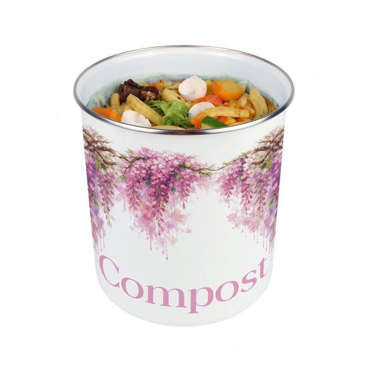 Purely Home Toller Compost Caddy - Pink Wisteria