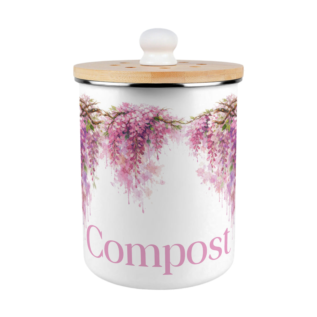 Purely Home Toller Compost Caddy - Pink Wisteria