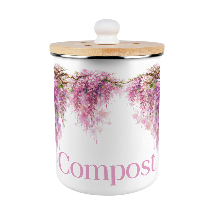 Purely Home Toller Compost Caddy - Pink Wisteria