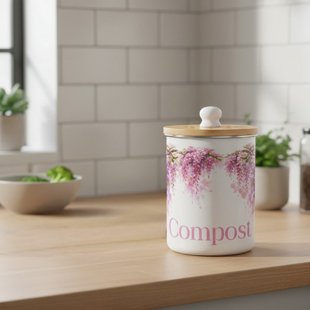 Purely Home Toller Compost Caddy - Pink Wisteria