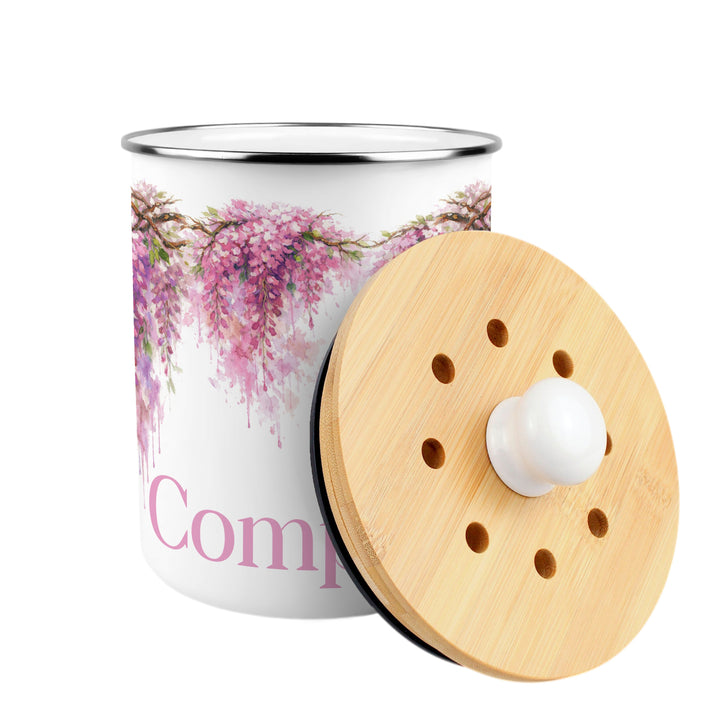 Purely Home Toller Compost Caddy - Pink Wisteria