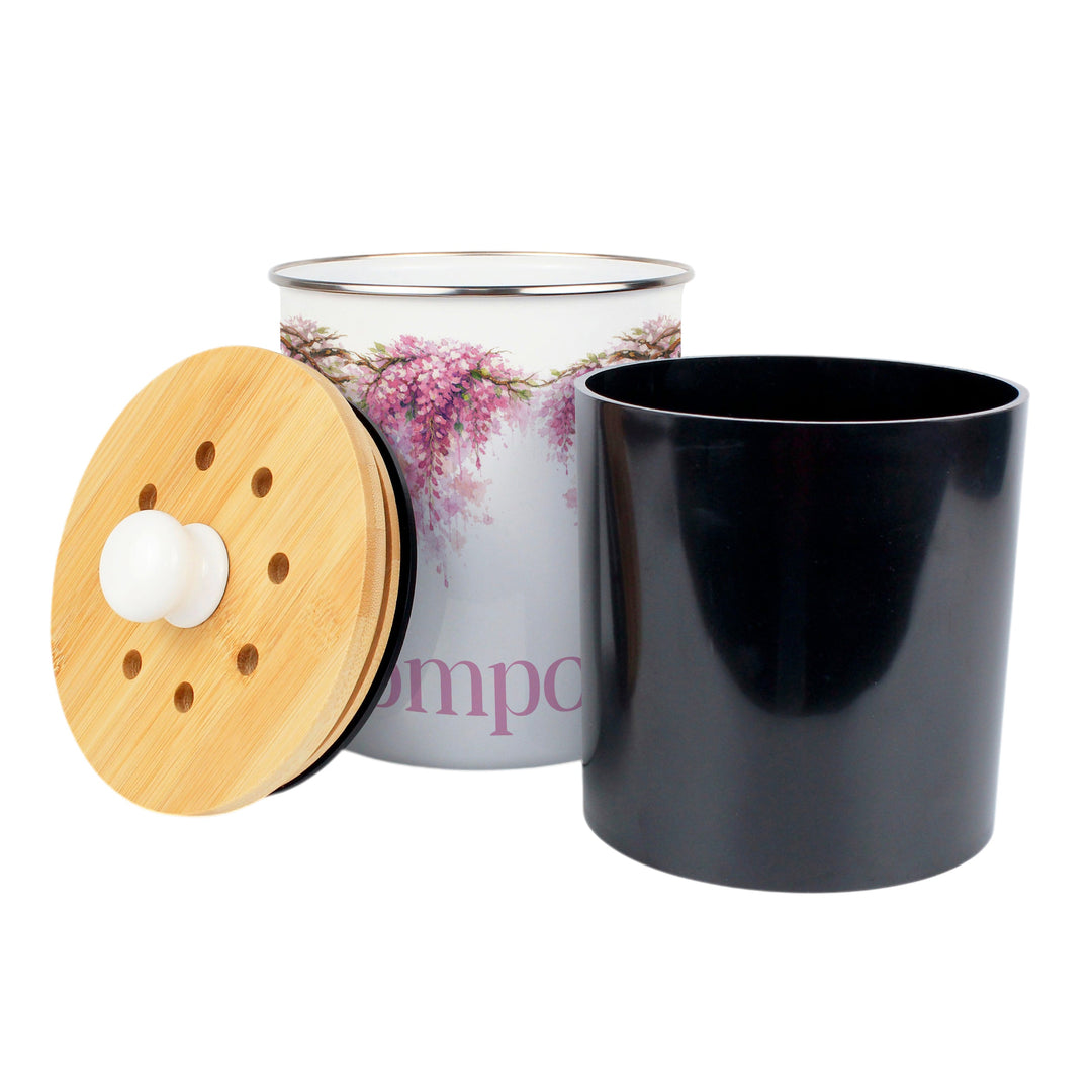 Purely Home Toller Compost Caddy - Pink Wisteria