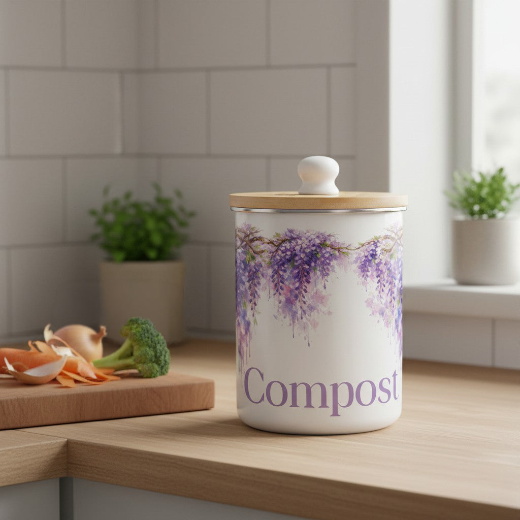 Purely Home Toller Compost Caddy - Purple Wisteria