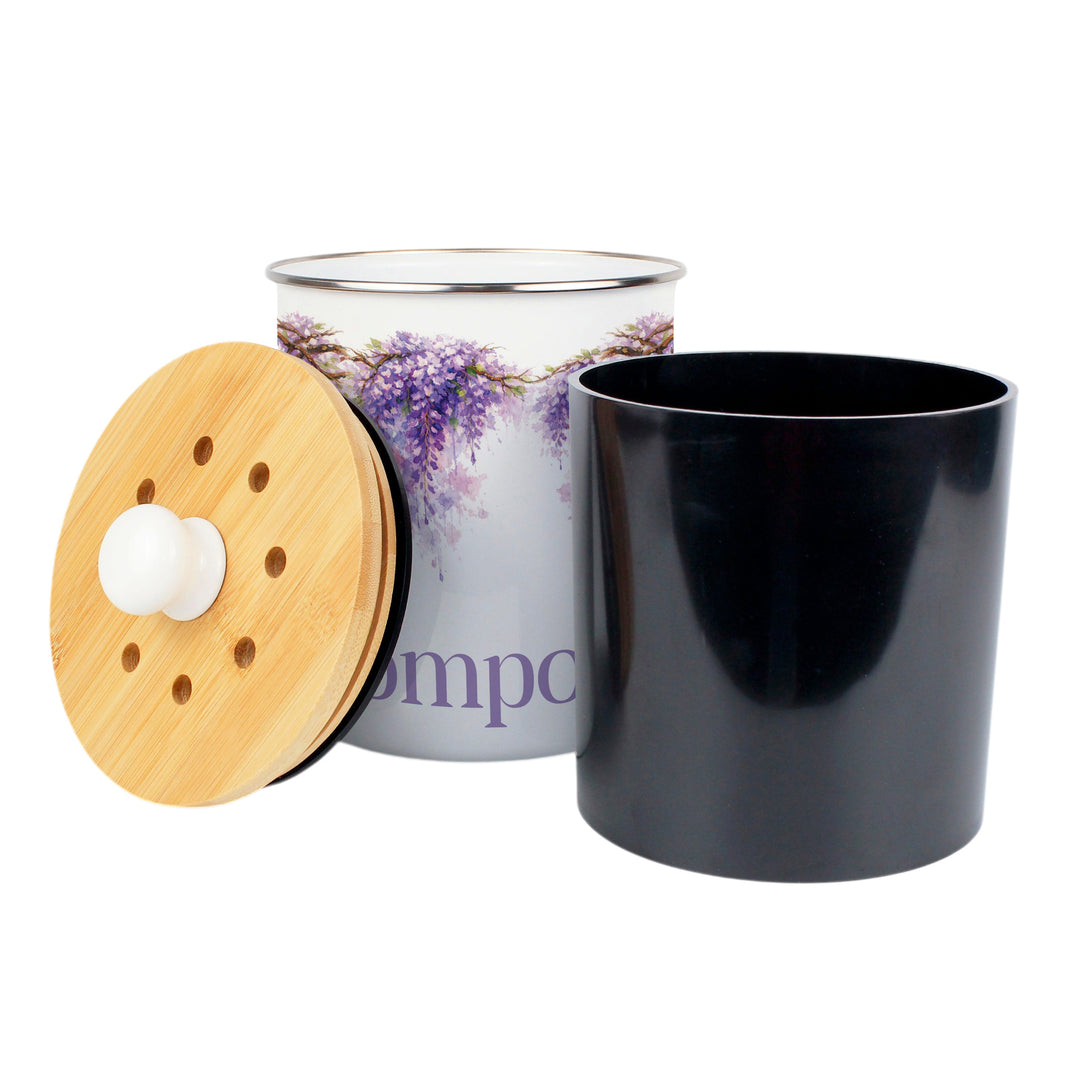 Purely Home Toller Compost Caddy - Purple Wisteria