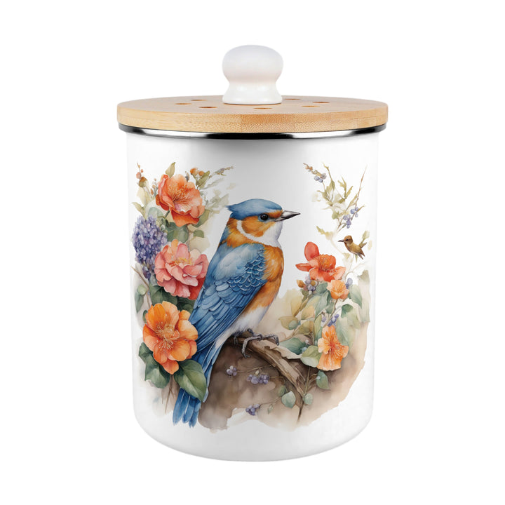 Purely Home Blue & Orange Bird Toller Compost Caddy