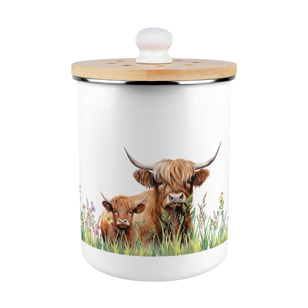 Purely Home Highland Cow & Calf Toller Compost Caddy
