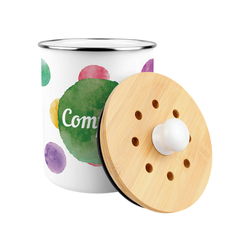 Purely Home Multicoloured Polka Dots Toller Compost Caddy