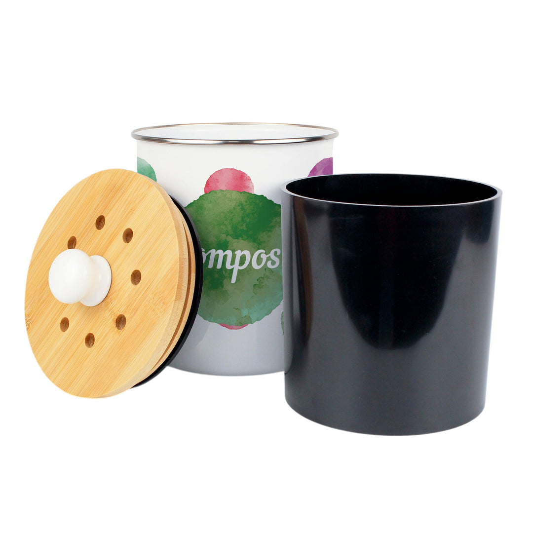 Purely Home Multicoloured Polka Dots Toller Compost Caddy