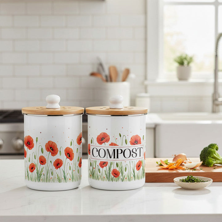 Purely Home Summer Poppies Toller Compost Caddy