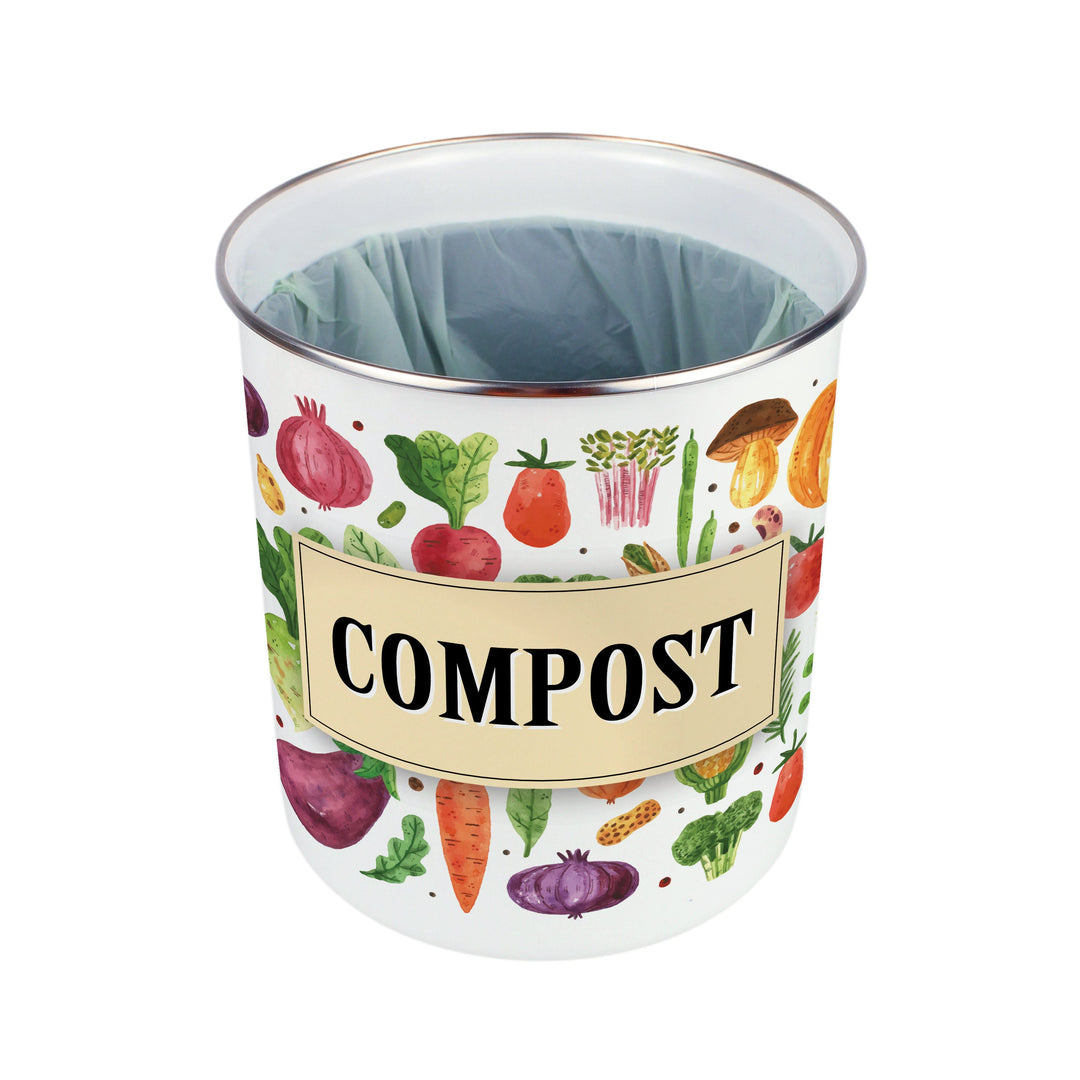 Purely Home Watercolour Vegetables Toller Compost Caddy