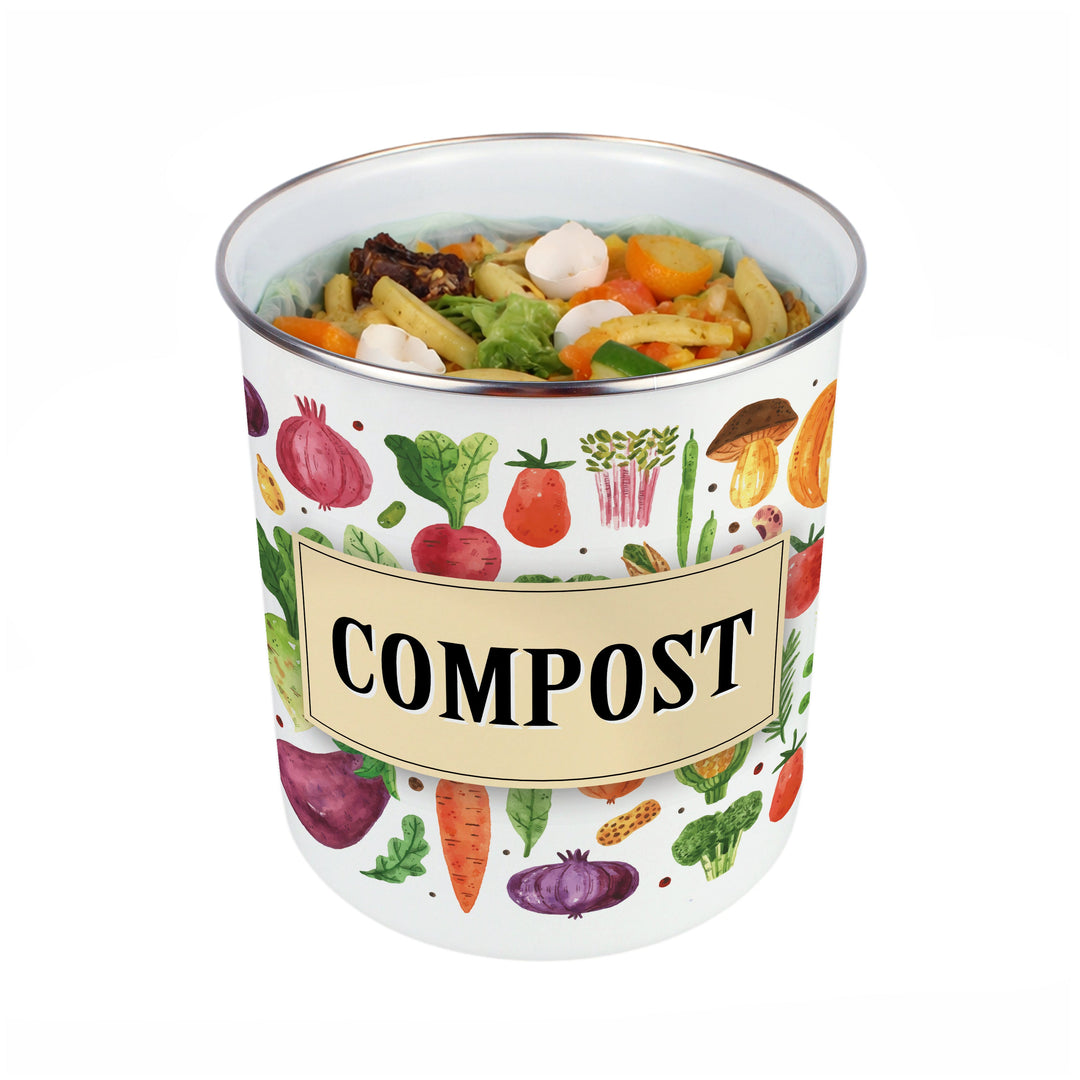 Purely Home Watercolour Vegetables Toller Compost Caddy