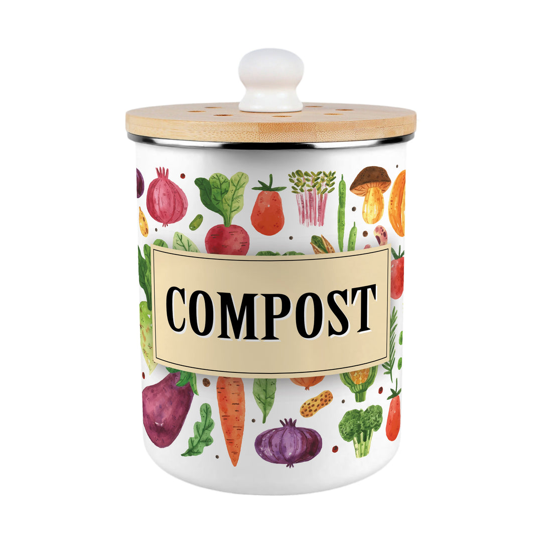 Purely Home Watercolour Vegetables Toller Compost Caddy