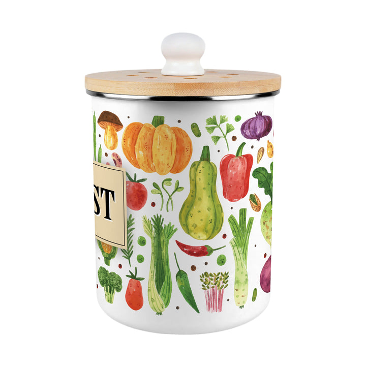 Purely Home Watercolour Vegetables Toller Compost Caddy