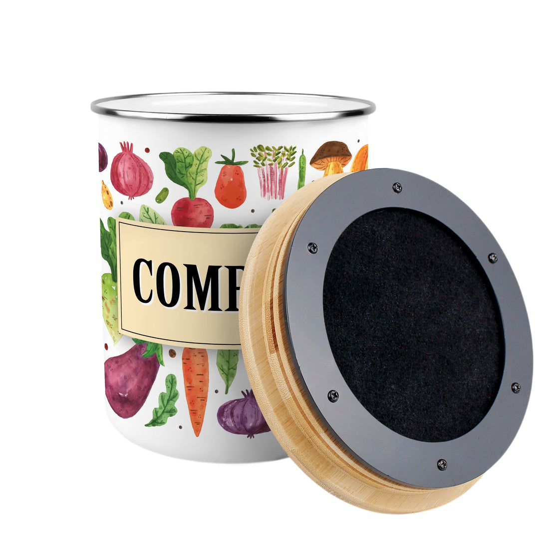 Purely Home Watercolour Vegetables Toller Compost Caddy