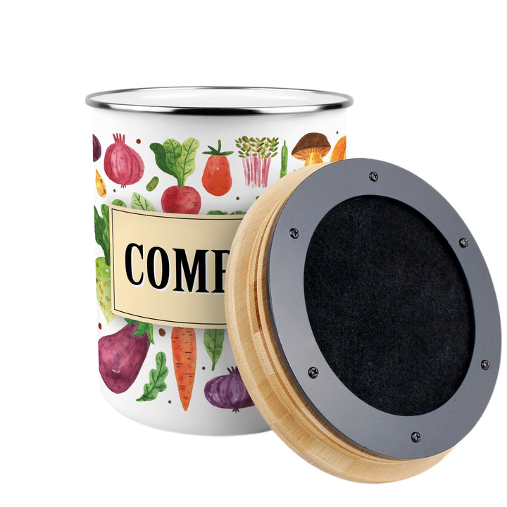 Purely Home Watercolour Vegetables Toller Compost Caddy