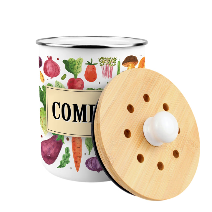 Purely Home Watercolour Vegetables Toller Compost Caddy