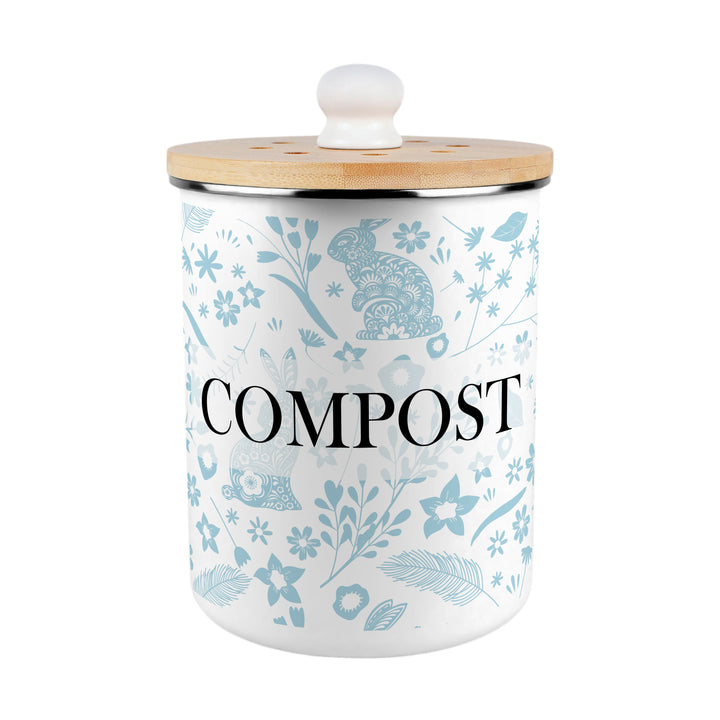 Purely Home Wild Rabbits Toller Compost Caddy - Blue
