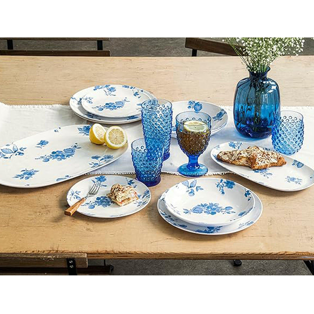 Cottage Blue Floral Melamine Dinnerware Set