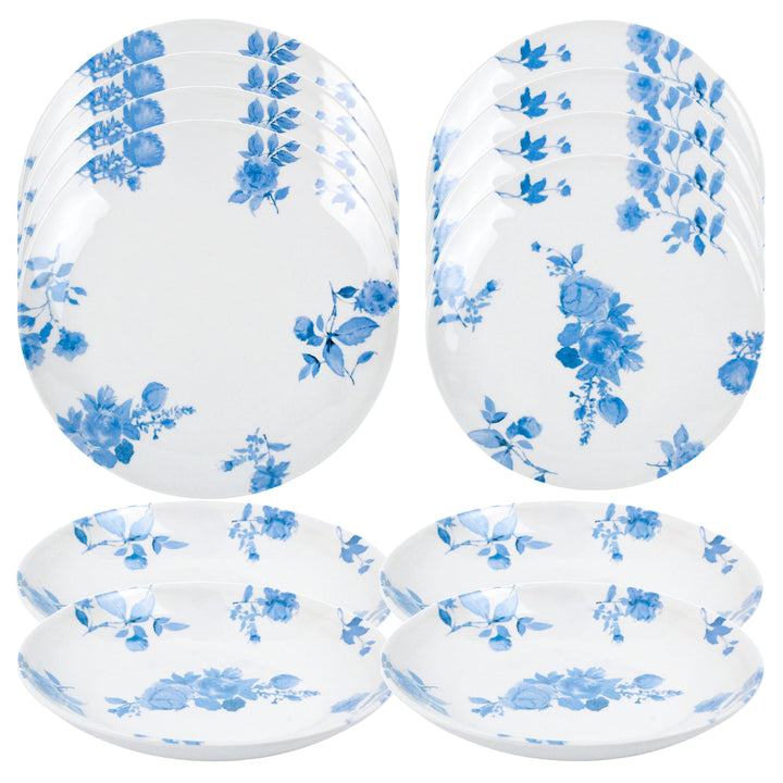 Cottage Blue Floral Melamine Dinnerware Set