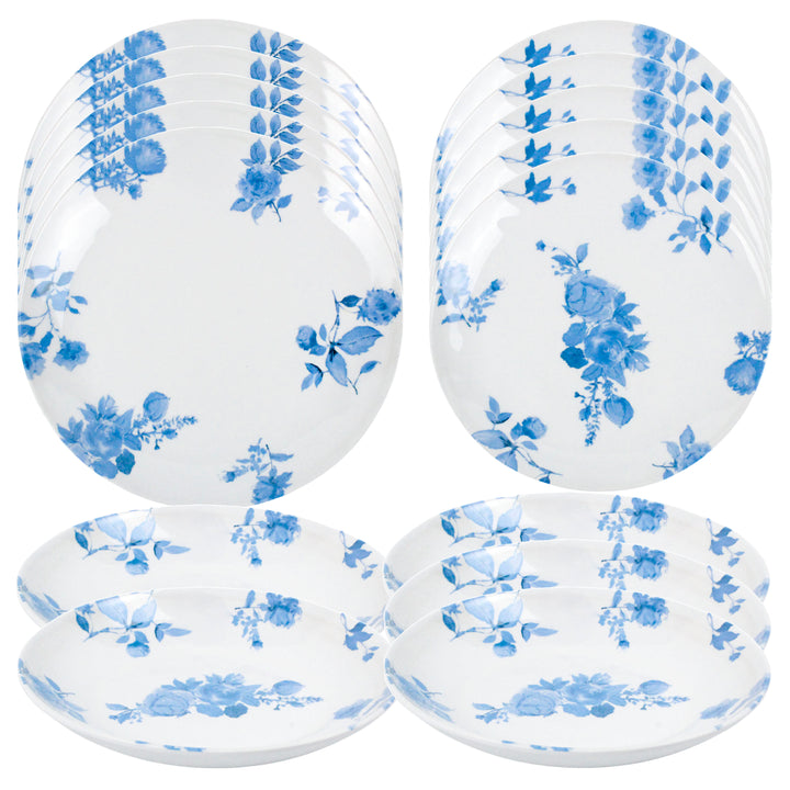 Cottage Blue Floral Melamine Dinnerware Set