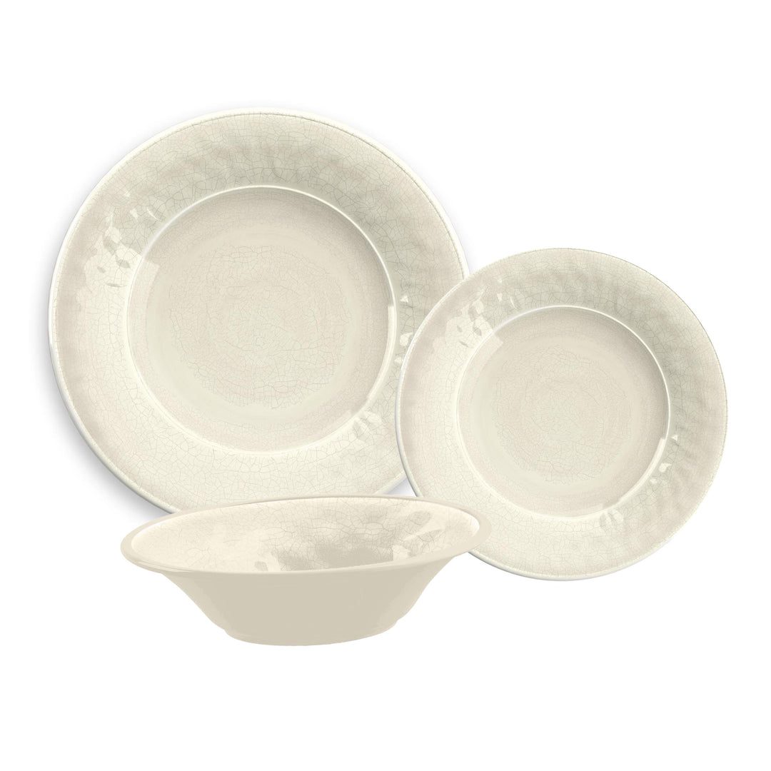 Crackle Cream Melamine Dinnerware Set