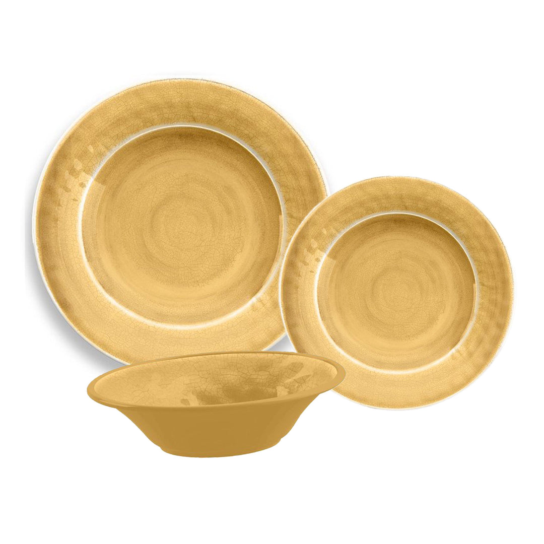 Crackle Gold Melamine Dinnerware Set