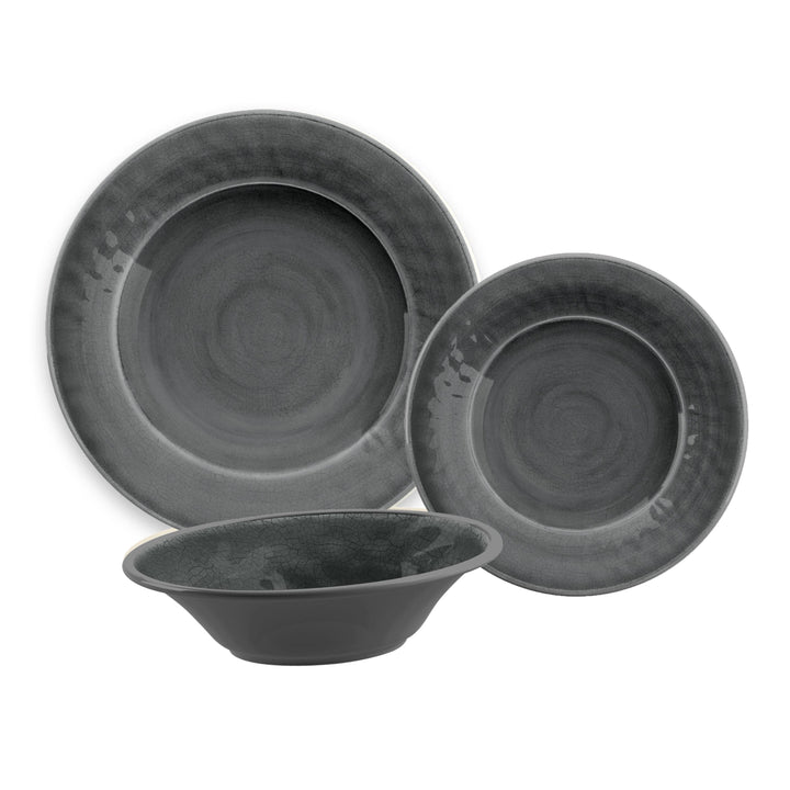 Crackle Grey Melamine Dinnerware Set
