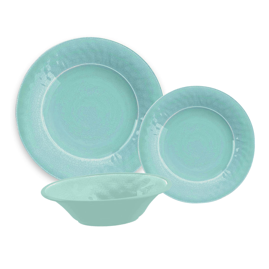 Crackle Turquoise Melamine Dinnerware Set