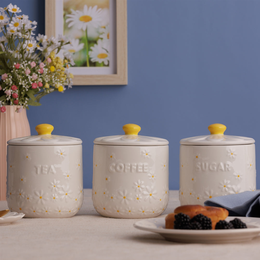 Price & Kensington Daisy Tea, Coffee & Sugar Jar Set