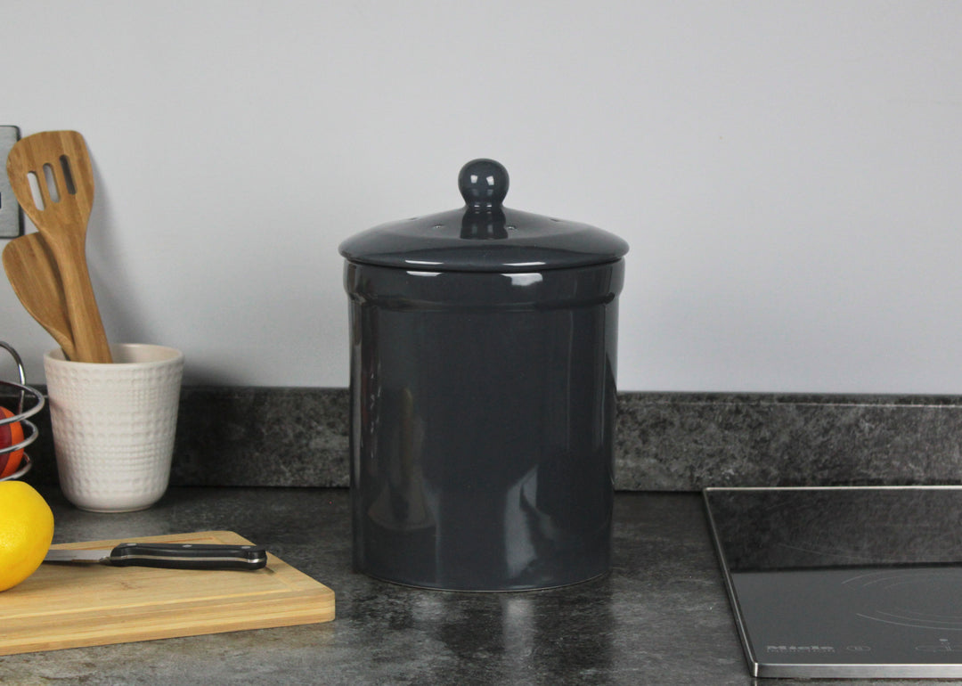 Portland Ceramic Compost Caddy - Dark Grey
