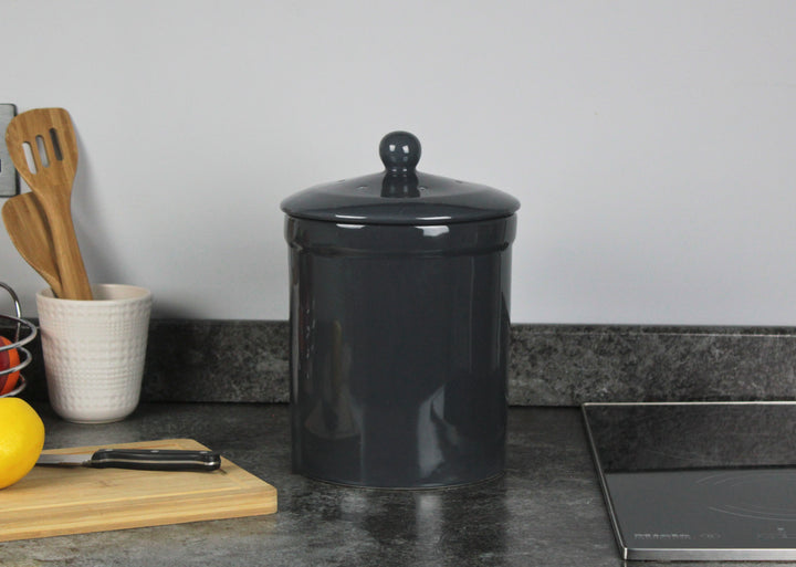 Portland Ceramic Compost Caddy - Dark Grey