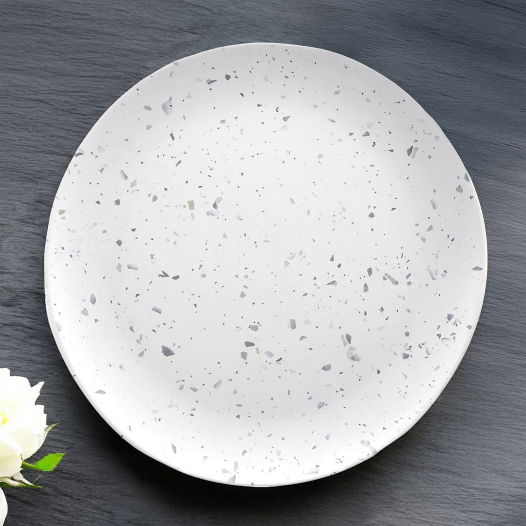 White Terrazzo Melamine Dinner Plates