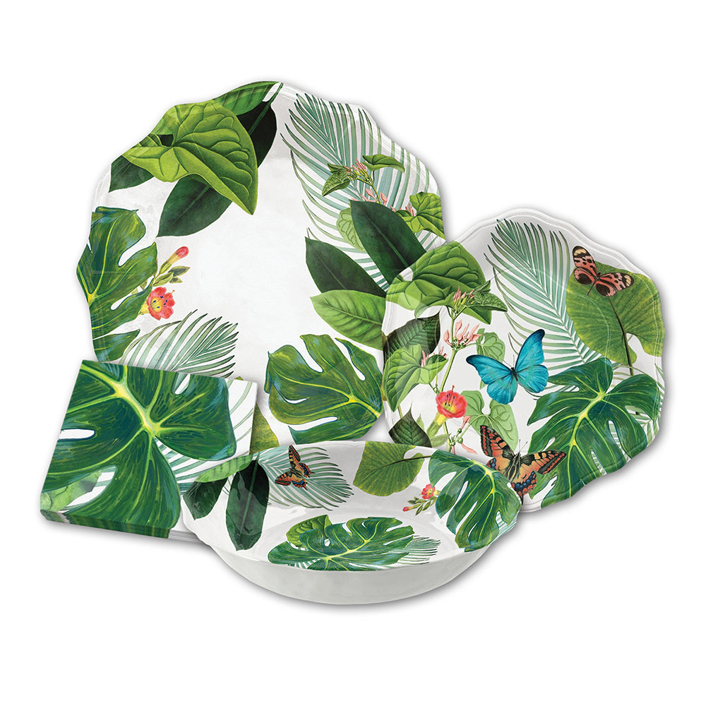 Amazon Floral Melamine Dinnerware Set with Napkins