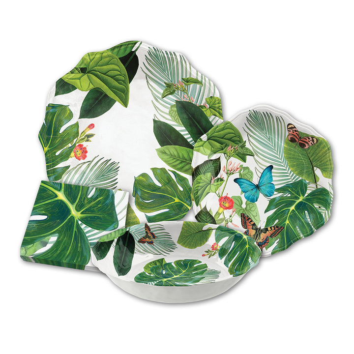 Amazon Floral Melamine Dinnerware Set with Napkins