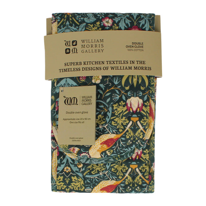 Le Chateau William Morris Strawberry Thief Double Oven Glove - Dark Green