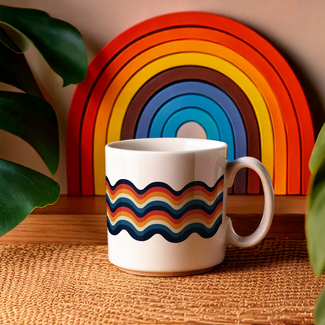 Purely Home Retro Waves Ceramic Mugs
