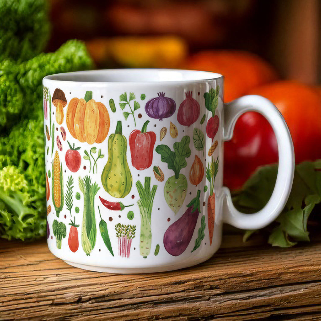 Purely Home Watercolour Vegetables Ceramic Mugs
