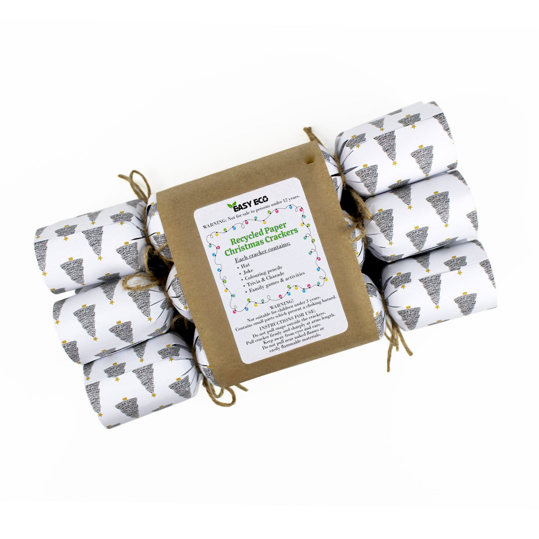Easy Eco Plastic-Free Black Trees Christmas Crackers - Set of 6