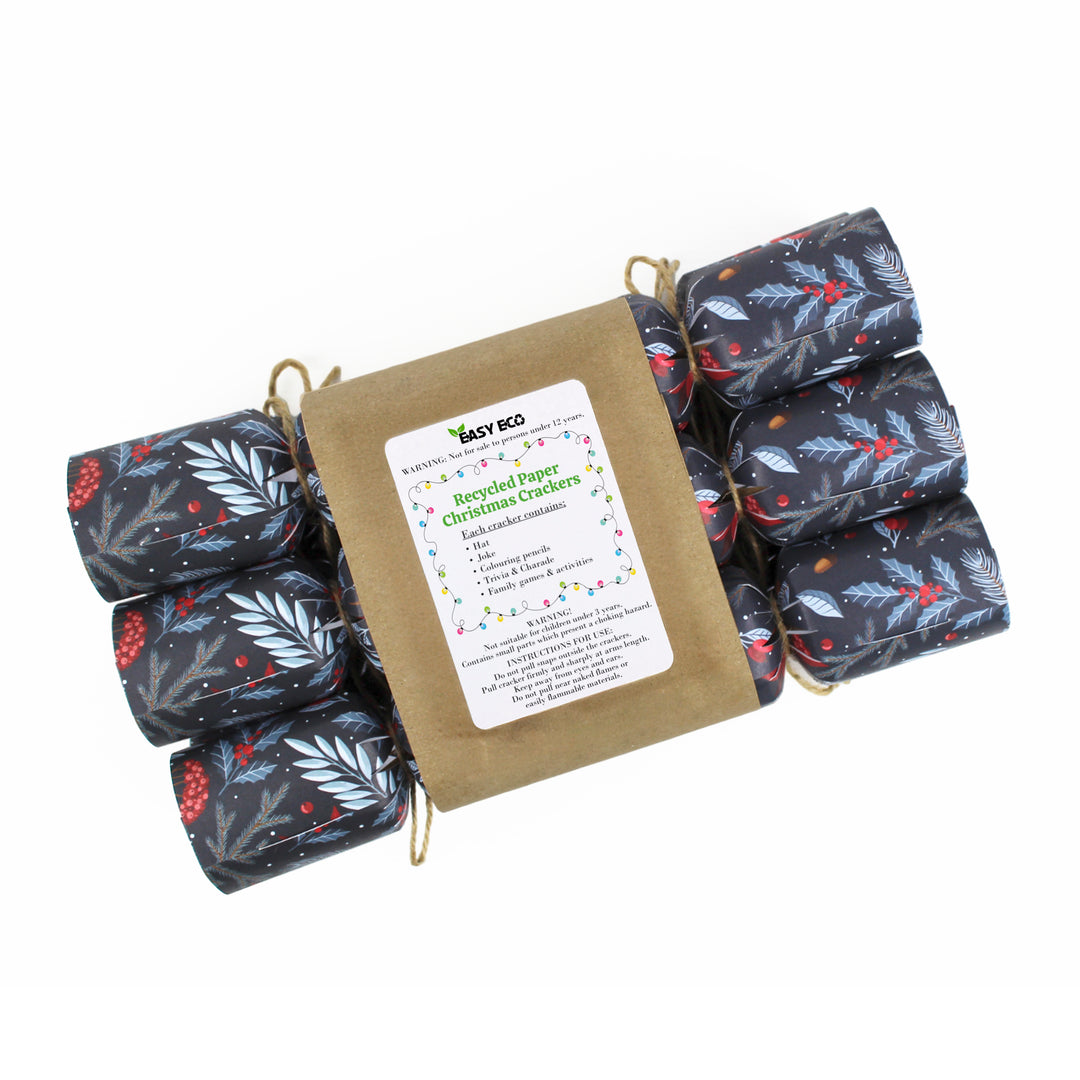 Easy Eco Plastic-Free Poinsettia Christmas Crackers - Set of 6