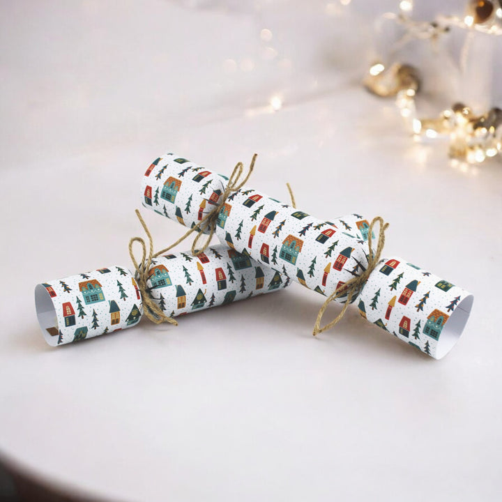 Easy Eco Plastic-Free Winter Houses Christmas Crackers - Set of 6