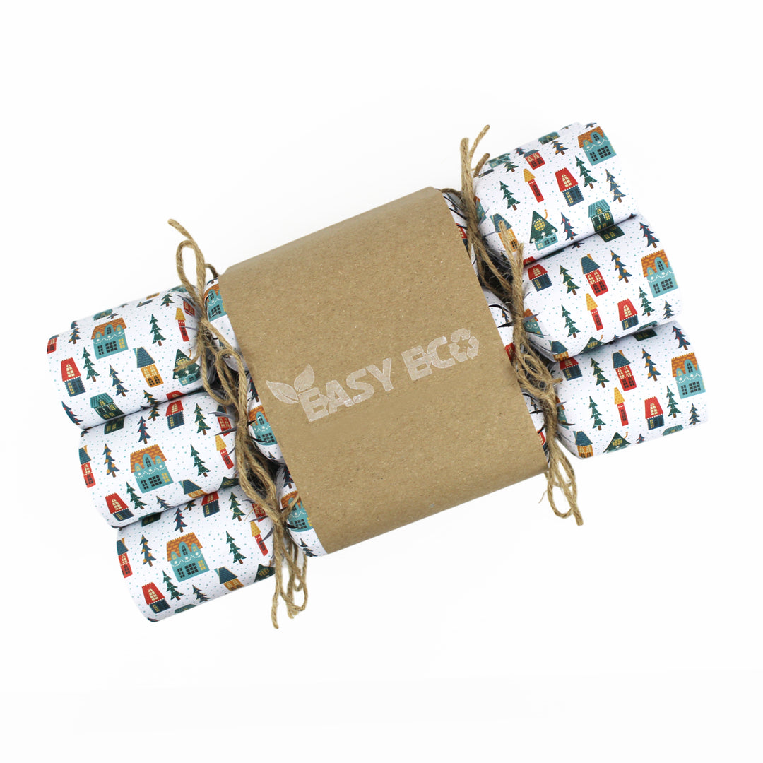 Easy Eco Plastic-Free Winter Houses Christmas Crackers - Set of 6