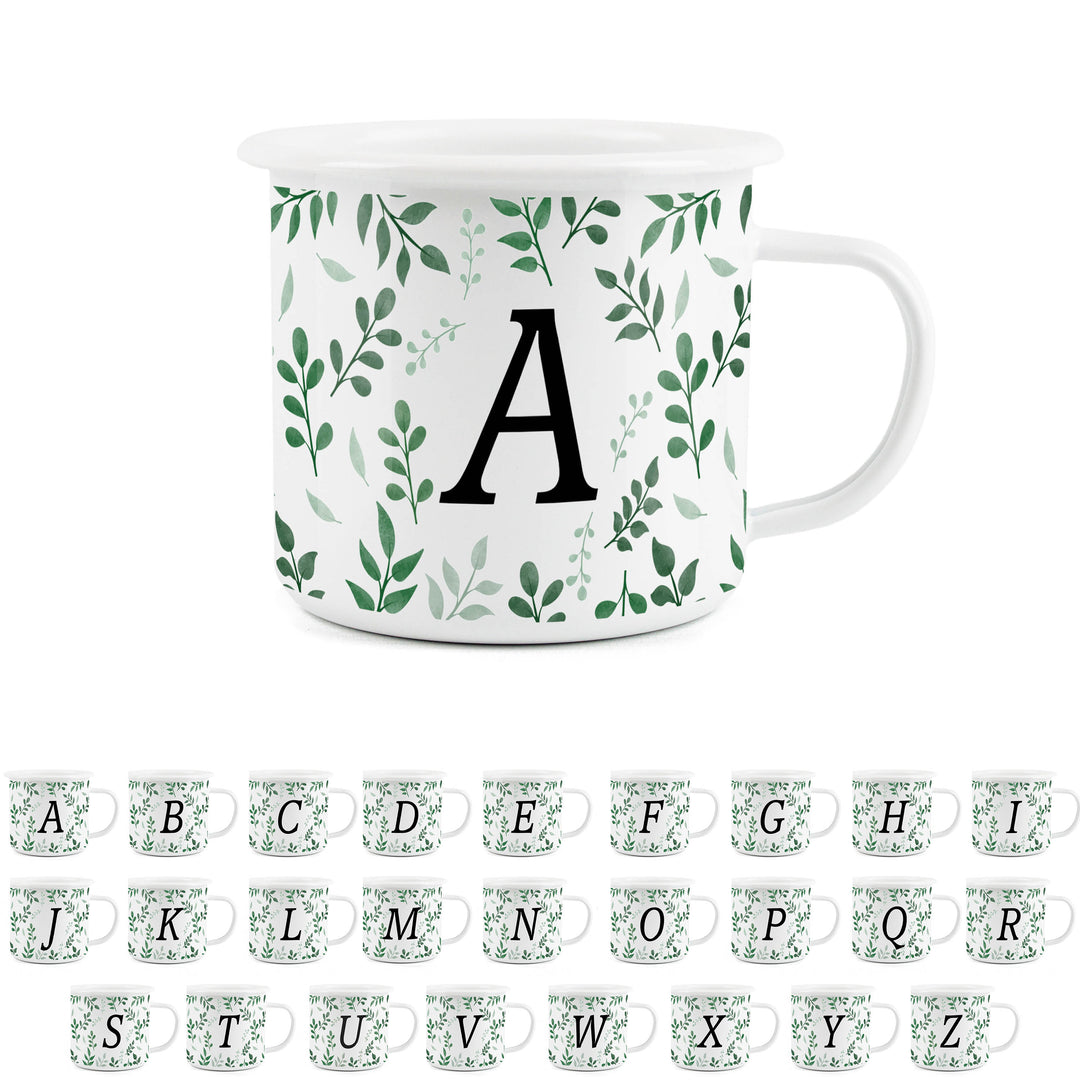 Purely Home Alphabet Enamel Mug - Green Foliage